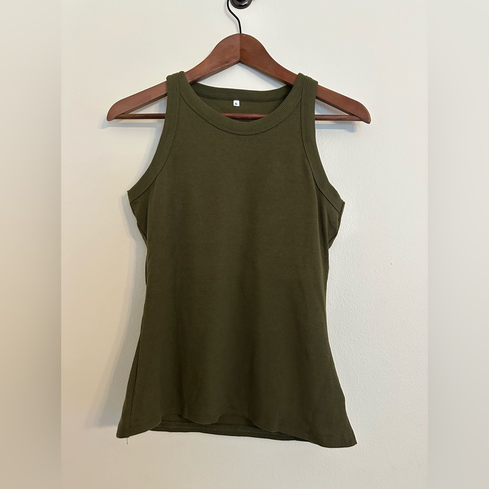 Olive Green Ribbed Top